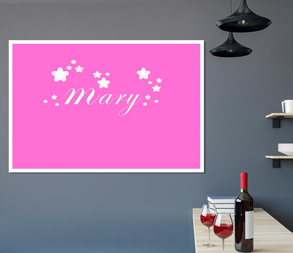 Girls Room Quote Your Name In Stars Vivid Pink Print Poster Wall Art