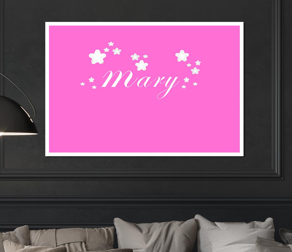 Girls Room Quote Your Name In Stars Vivid Pink Print Poster Wall Art