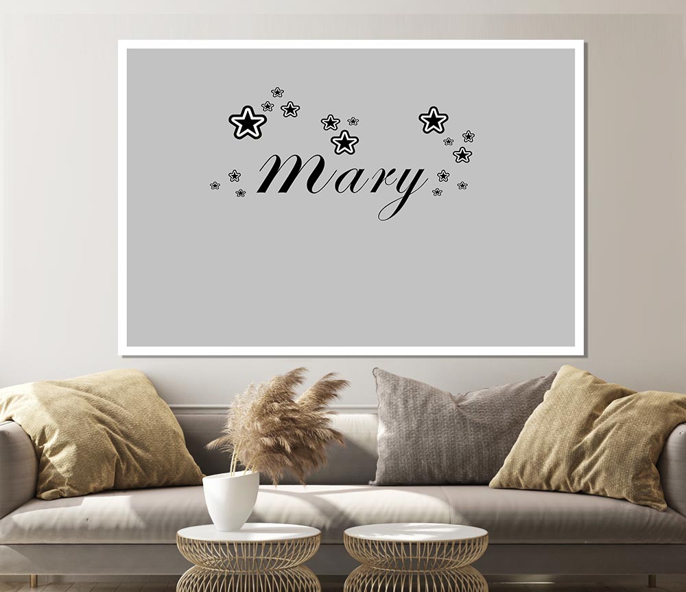 Girls Room Quote Your Name In Stars Grey Print Poster Wall Art