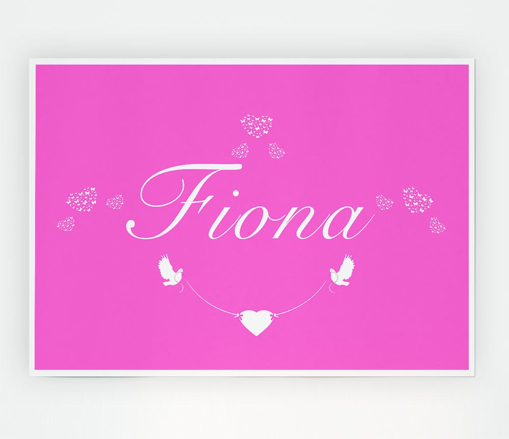 Girls Room Quote Your Name In Hearts Vivid Pink Print Poster Wall Art