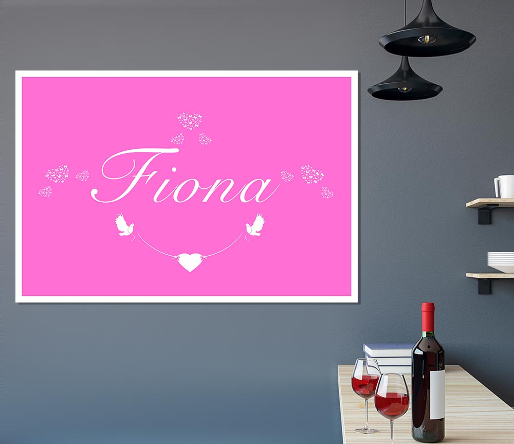 Girls Room Quote Your Name In Hearts Vivid Pink Print Poster Wall Art