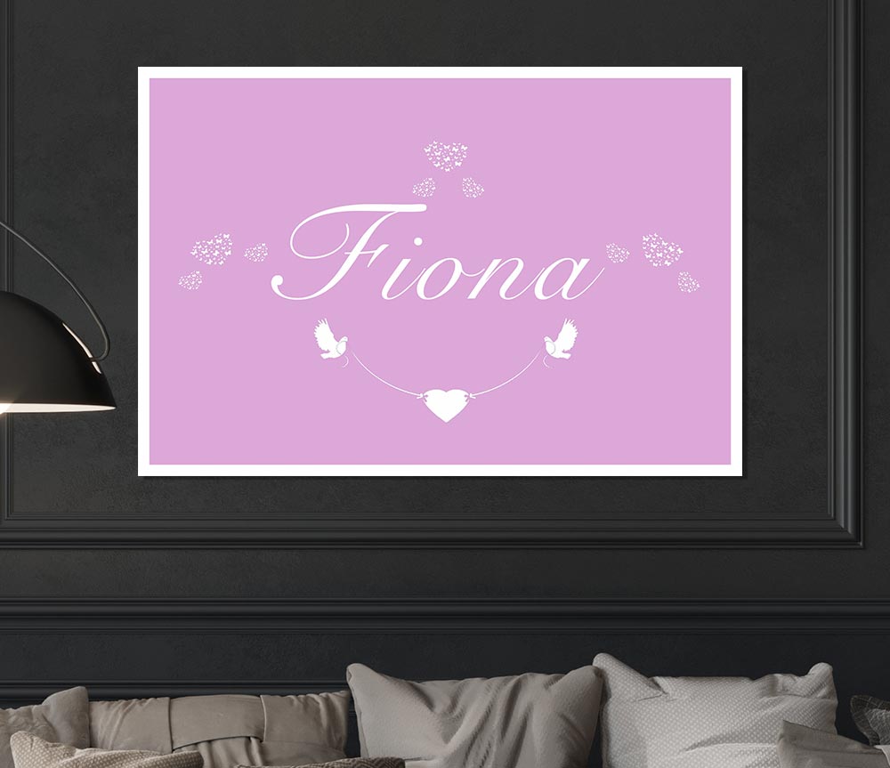 Your Name In Hearts Pink Print Poster Wall Art