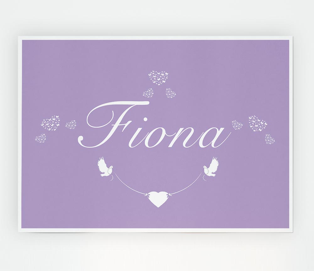 Your Name In Hearts Lilac Print Poster Wall Art