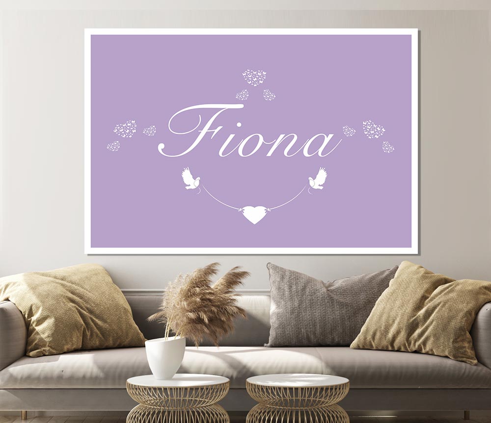 Your Name In Hearts Lilac Print Poster Wall Art