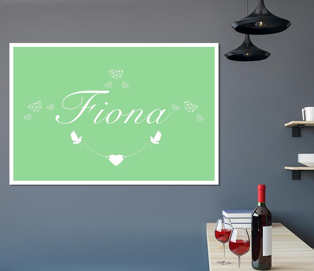 Your Name In Hearts Green Print Poster Wall Art