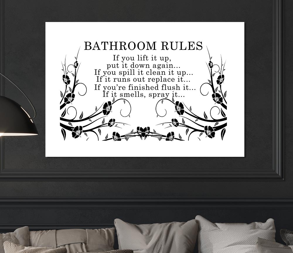 Bathroom Quote Bathroom Rules 2 White Print Poster Wall Art