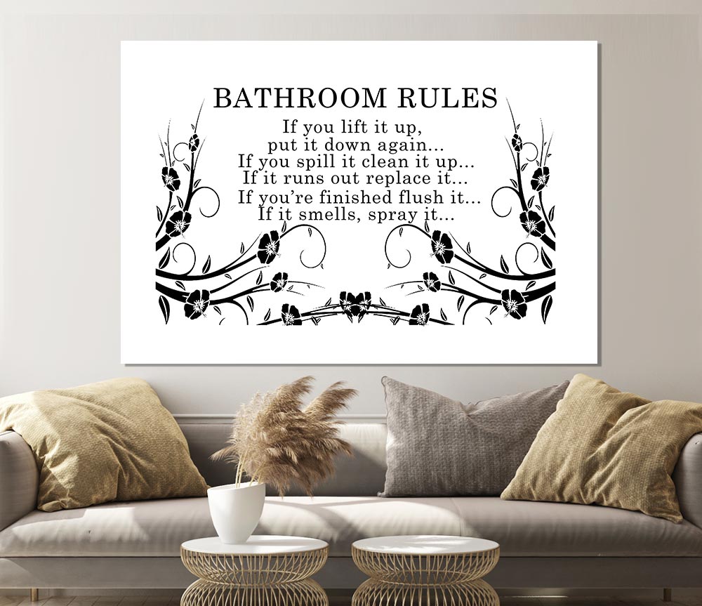 Bathroom Quote Bathroom Rules 2 White Print Poster Wall Art