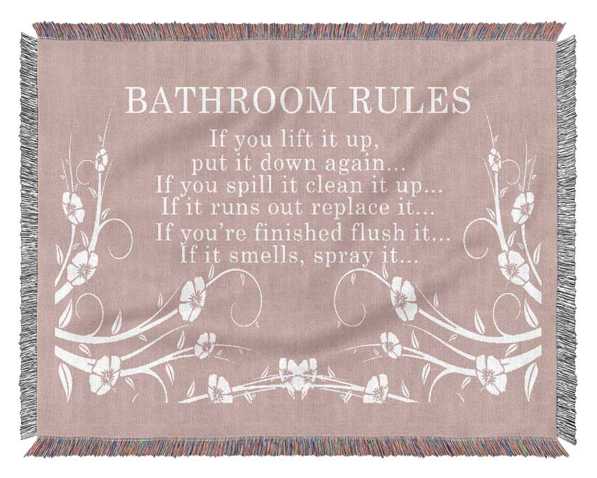 Bathroom Quote Bathroom Rules 2 Vivid Pink Woven Blanket