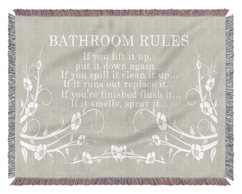 Bathroom Quote Bathroom Rules 2 Pink Woven Blanket