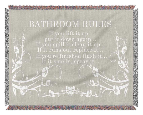 Bathroom Quote Bathroom Rules 2 Pink Woven Blanket