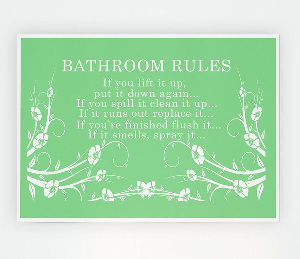 Bathroom Quote Bathroom Rules 2 Green Print Poster Wall Art