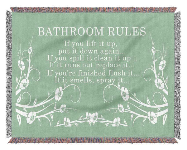 Bathroom Quote Bathroom Rules 2 Green Woven Blanket