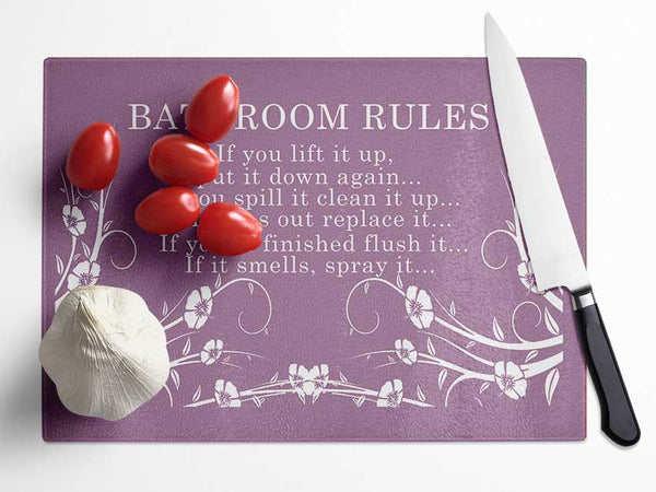 Bathroom Quote Bathroom Rules 2 Dusty Pink Glass Chopping Board