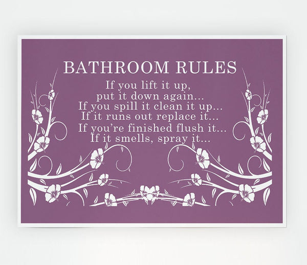 Bathroom Quote Bathroom Rules 2 Dusty Pink Print Poster Wall Art