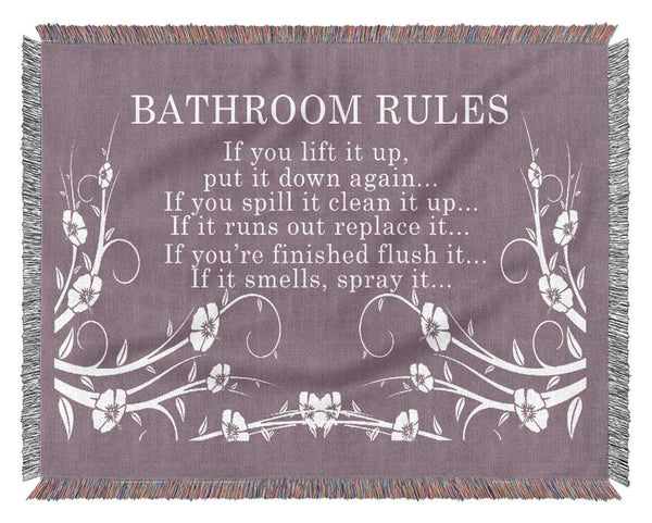 Bathroom Quote Bathroom Rules 2 Dusty Pink Woven Blanket