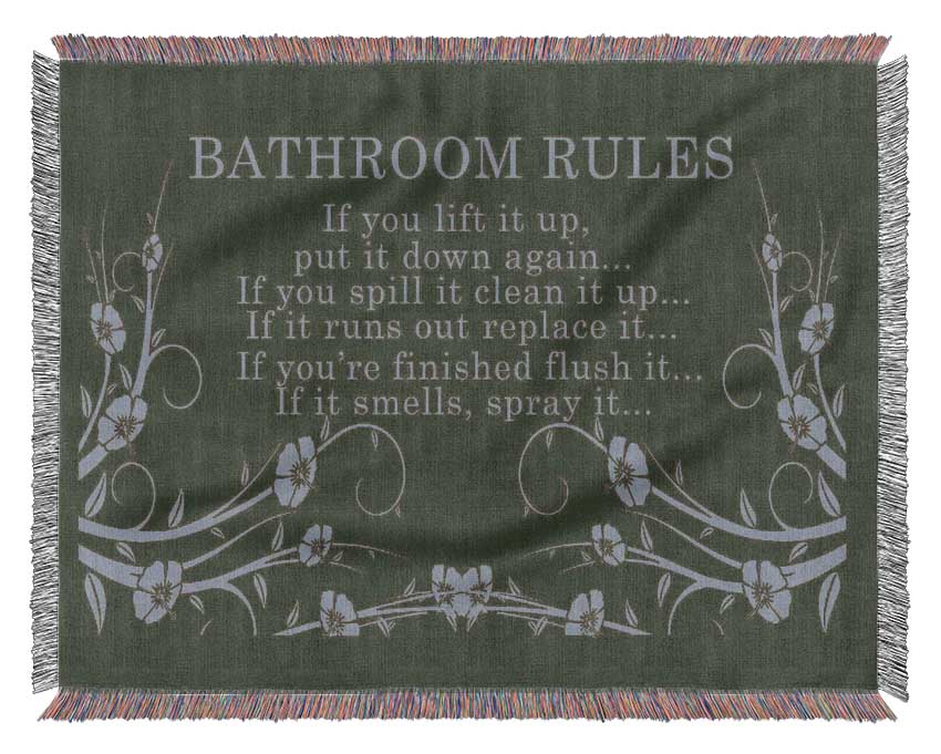 Bathroom Quote Bathroom Rules 2 Chocolate Woven Blanket