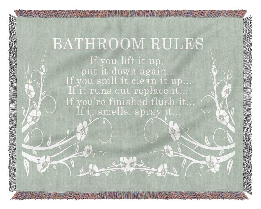 Bathroom Quote Bathroom Rules 2 Beige Woven Blanket