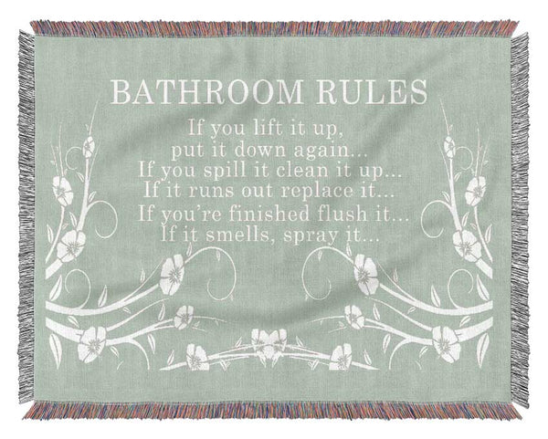 Bathroom Quote Bathroom Rules 2 Beige Woven Blanket