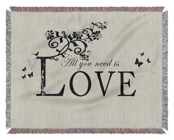 Music Quote All You Need Is Love Grey Woven Blanket