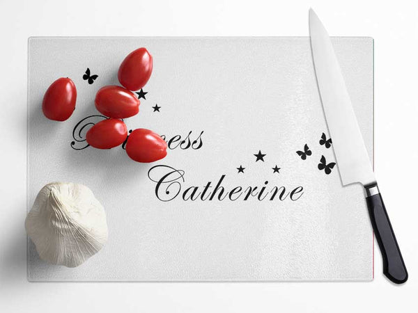 Your Own Name Princess White Glass Chopping Board