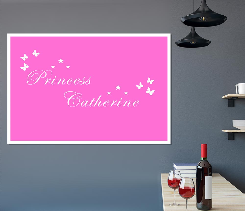 Girls Room Quote Your Own Name Princess Vivid Pink Print Poster Wall Art