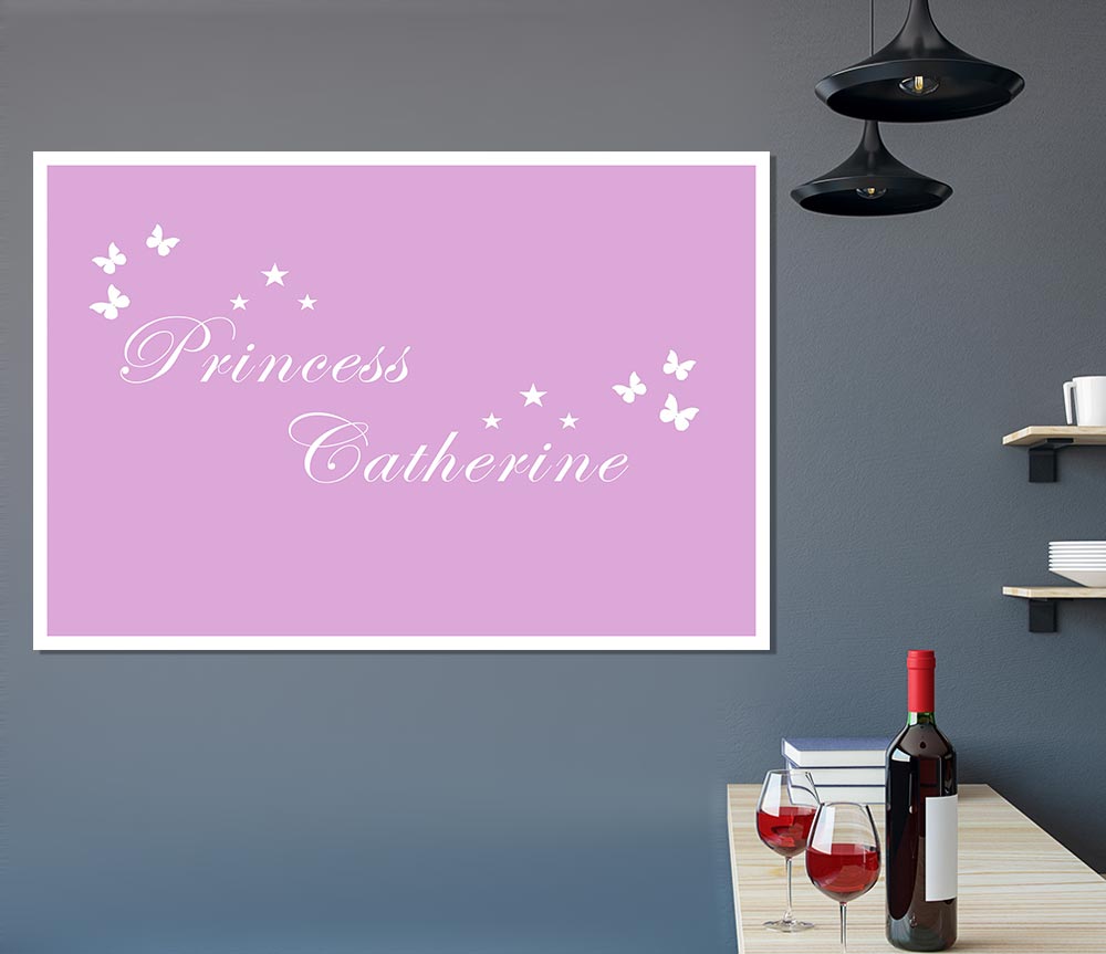 Your Own Name Princess Pink Print Poster Wall Art