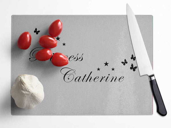 Girls Room Quote Your Own Name Princess Grey Glass Chopping Board