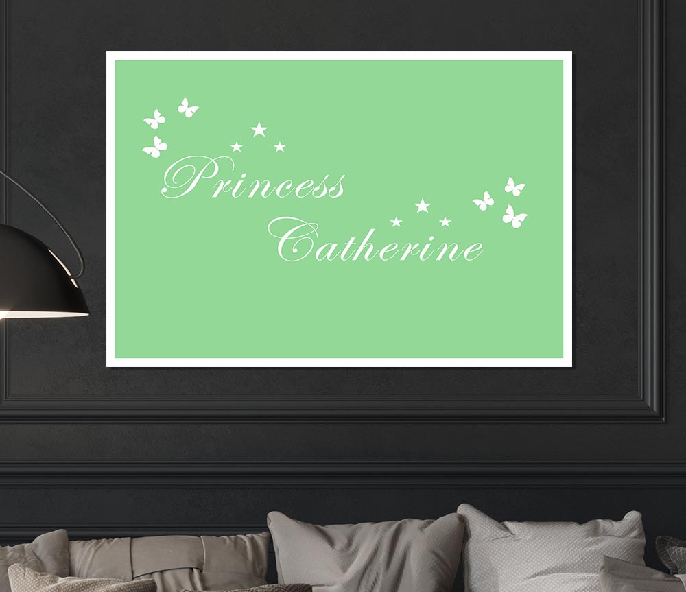 Your Own Name Princess Green Print Poster Wall Art