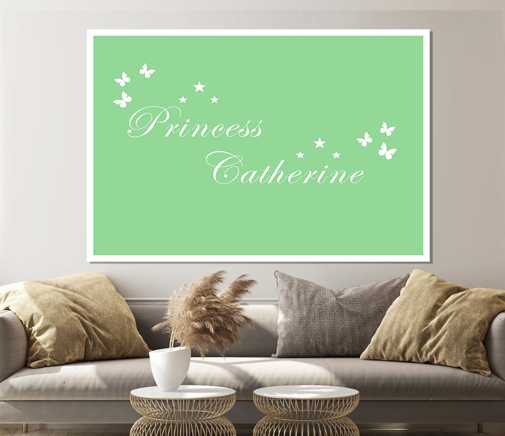 Your Own Name Princess Green Print Poster Wall Art