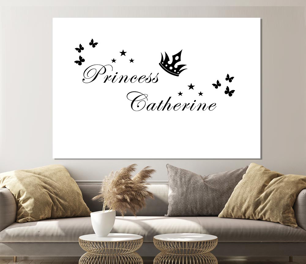 Your Own Name Princess 2 White Print Poster Wall Art