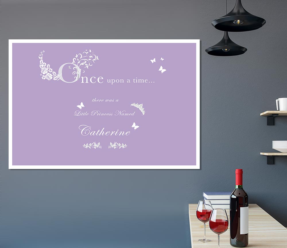 Girls Room Quote Once Upon A Time Your Name Lilac Print Poster Wall Art