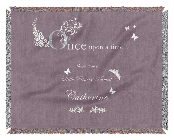 Once Upon A Time Your Name Dusty Pink Woven Blanket