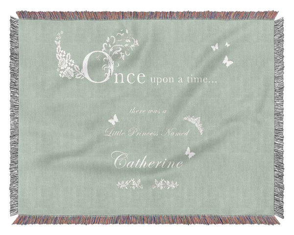 Once Upon A Time Your Name Beige Woven Blanket