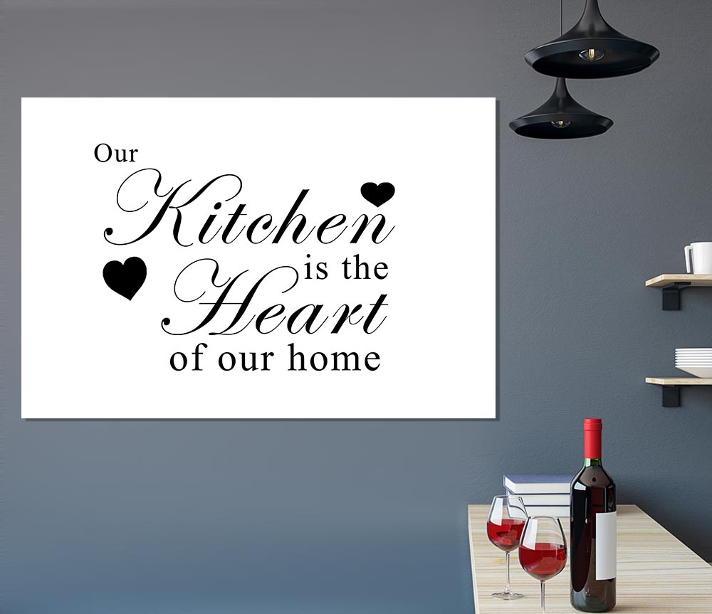 Kitchen Quote Our Kitchen Is The Heart White Print Poster Wall Art