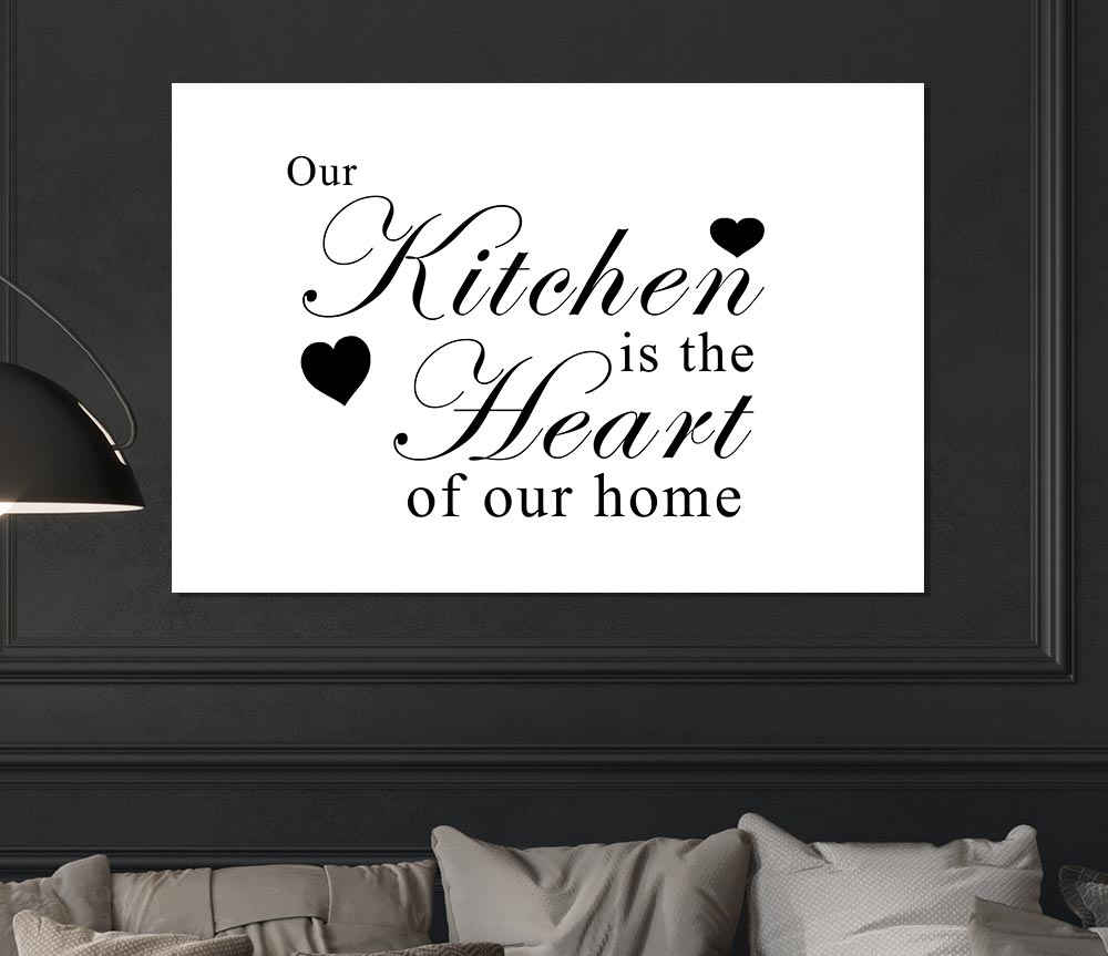 Kitchen Quote Our Kitchen Is The Heart White Print Poster Wall Art