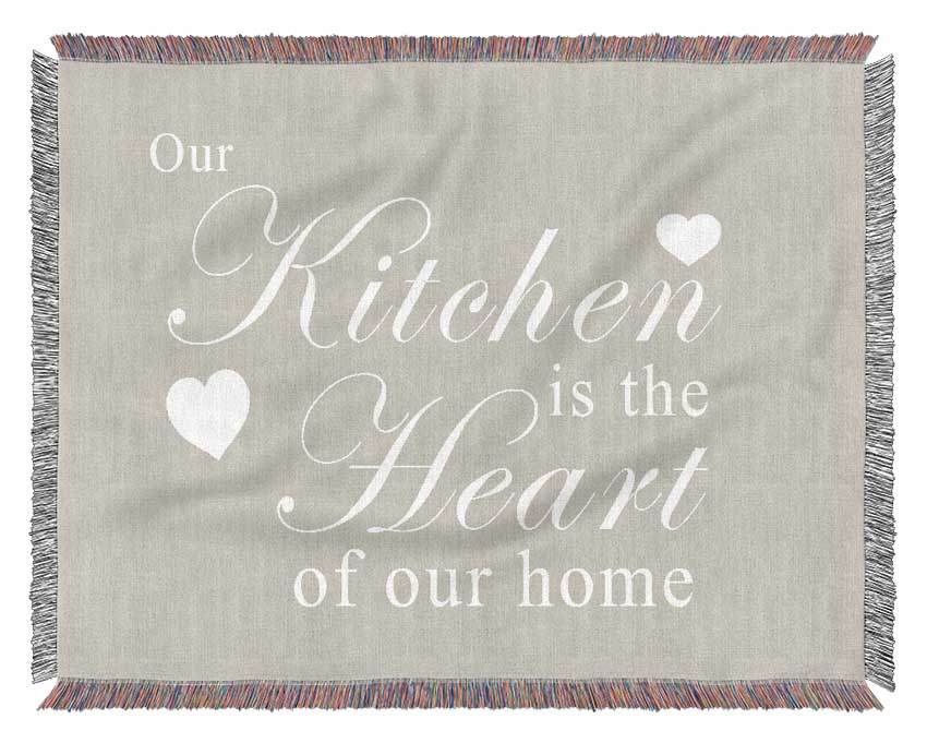 Kitchen Quote Our Kitchen Is The Heart Pink Woven Blanket