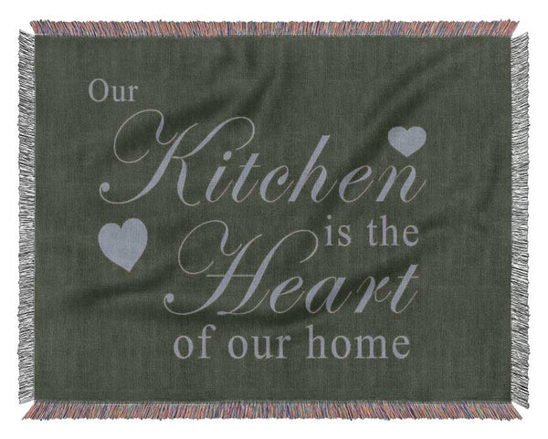 Kitchen Quote Our Kitchen Is The Heart Chocolate Woven Blanket