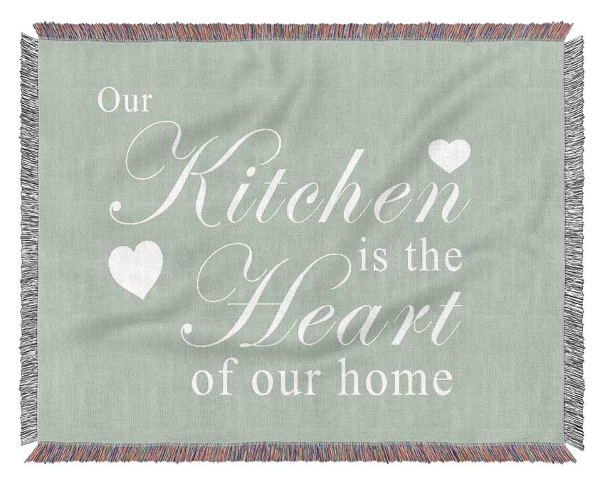 Kitchen Quote Our Kitchen Is The Heart Beige Woven Blanket