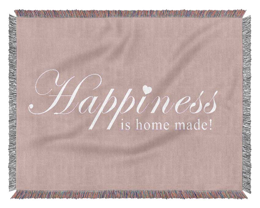 Home Quote Happiness Is Home Made Vivid Pink Woven Blanket