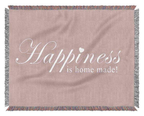 Home Quote Happiness Is Home Made Vivid Pink Woven Blanket