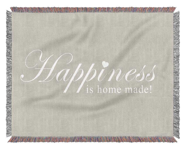 Home Quote Happiness Is Home Made Pink Woven Blanket