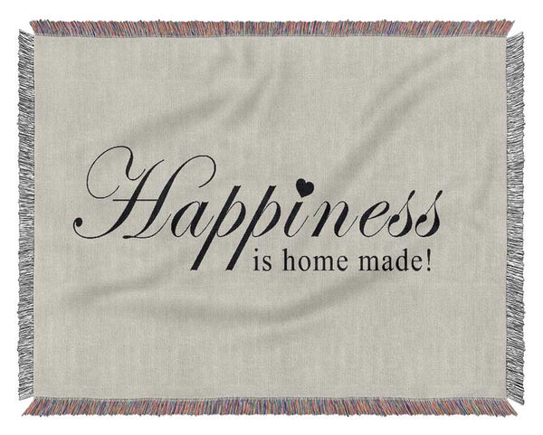 Home Quote Happiness Is Home Made Grey Woven Blanket