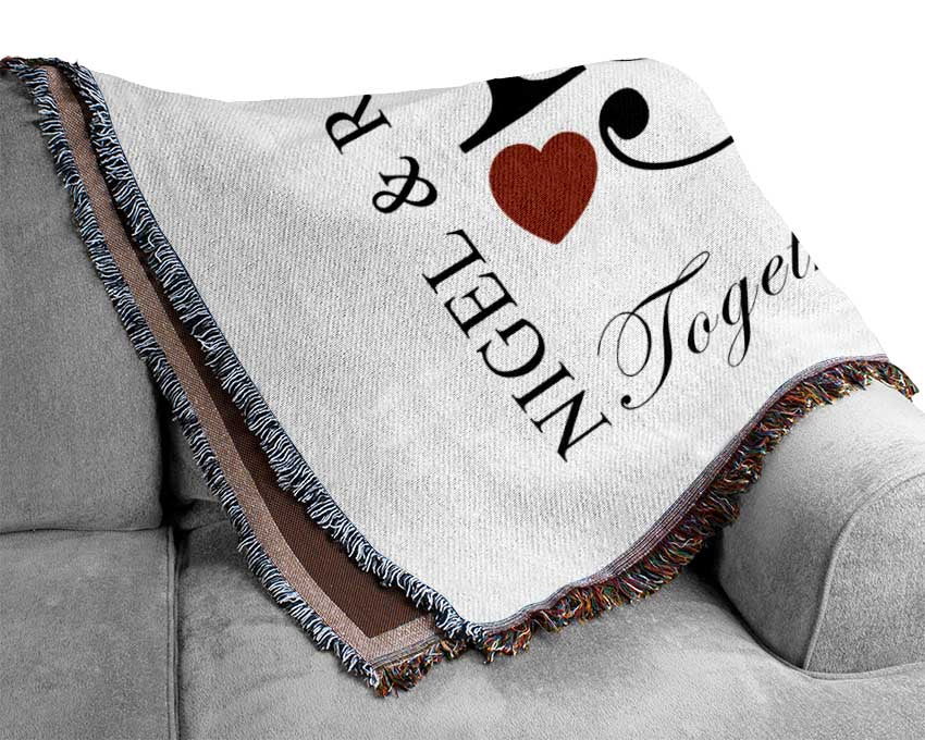 Your Names And Initials Together Forever White Woven Blanket