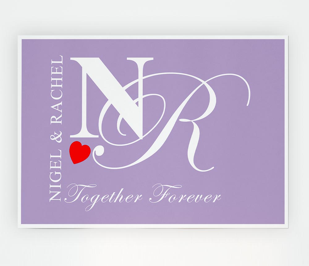 Your Names And Initials Together Forever Lilac Print Poster Wall Art