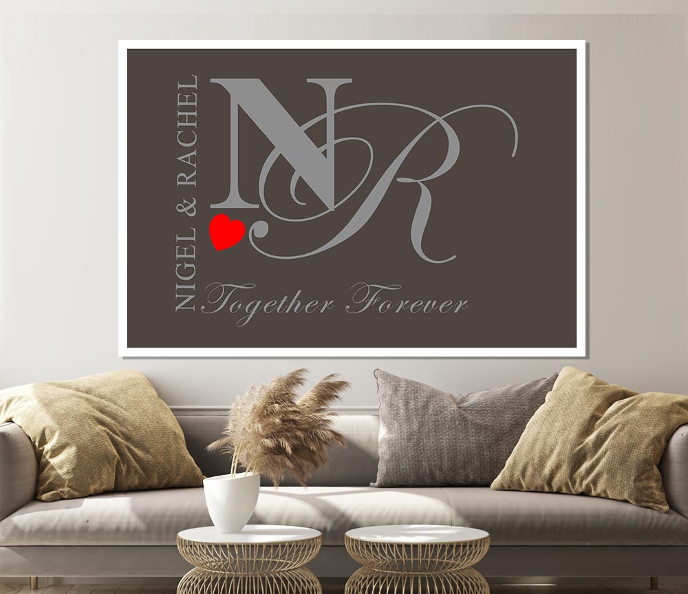 Your Names And Initials Together Forever Chocolate Print Poster Wall Art