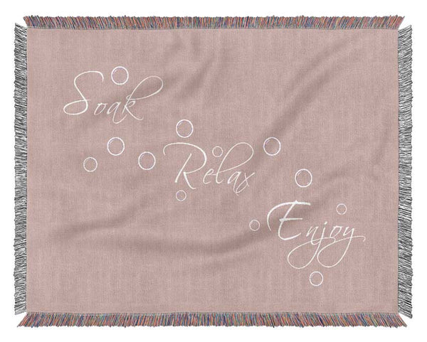 Bathroom Quote Soak Relax Enjoy Vivid Pink Woven Blanket