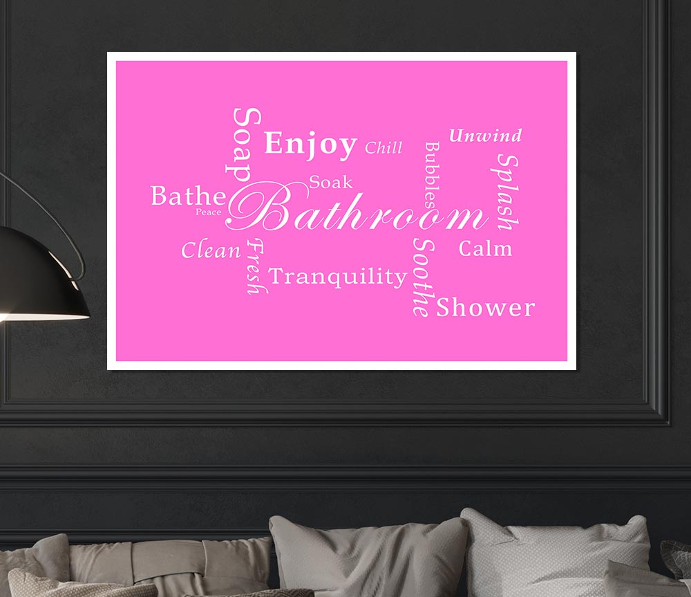 Bathroom Quote Bathroom Tranquility Vivid Pink Print Poster Wall Art