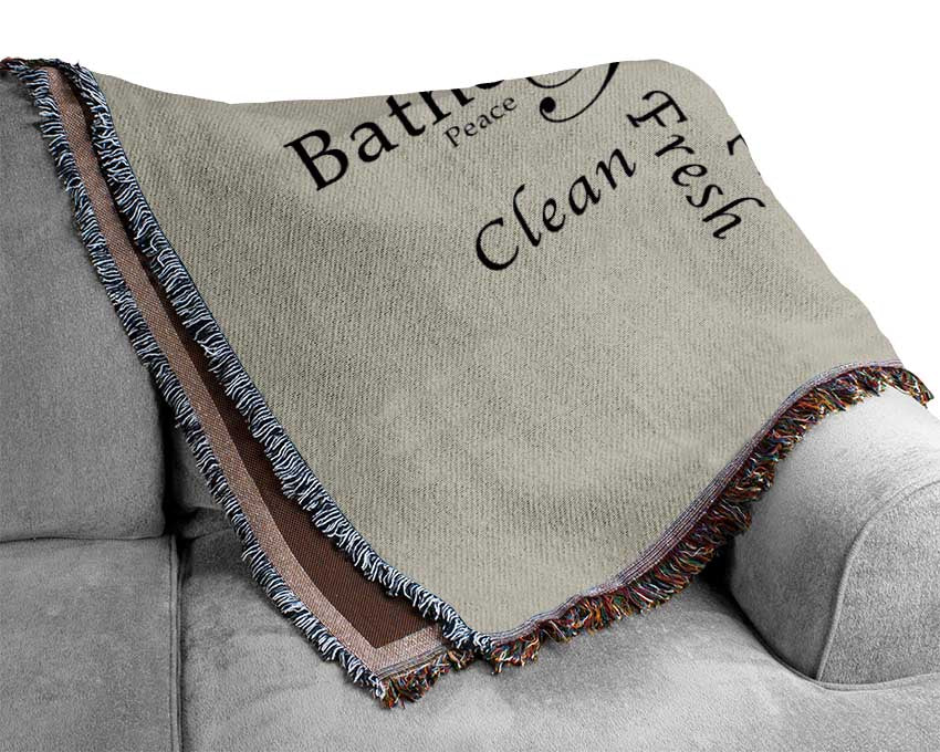 Bathroom Quote Bathroom Tranquility Grey Woven Blanket