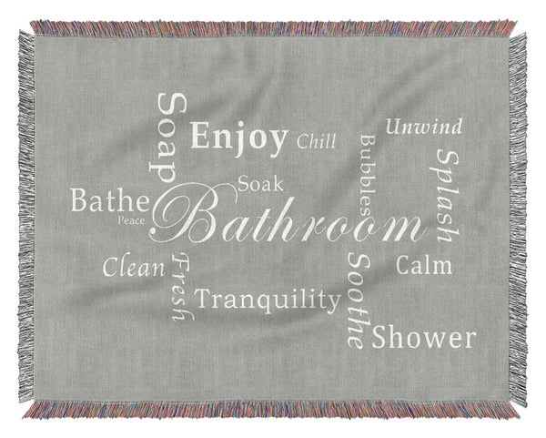 Bathroom Quote Bathroom Tranquility Grey White Woven Blanket