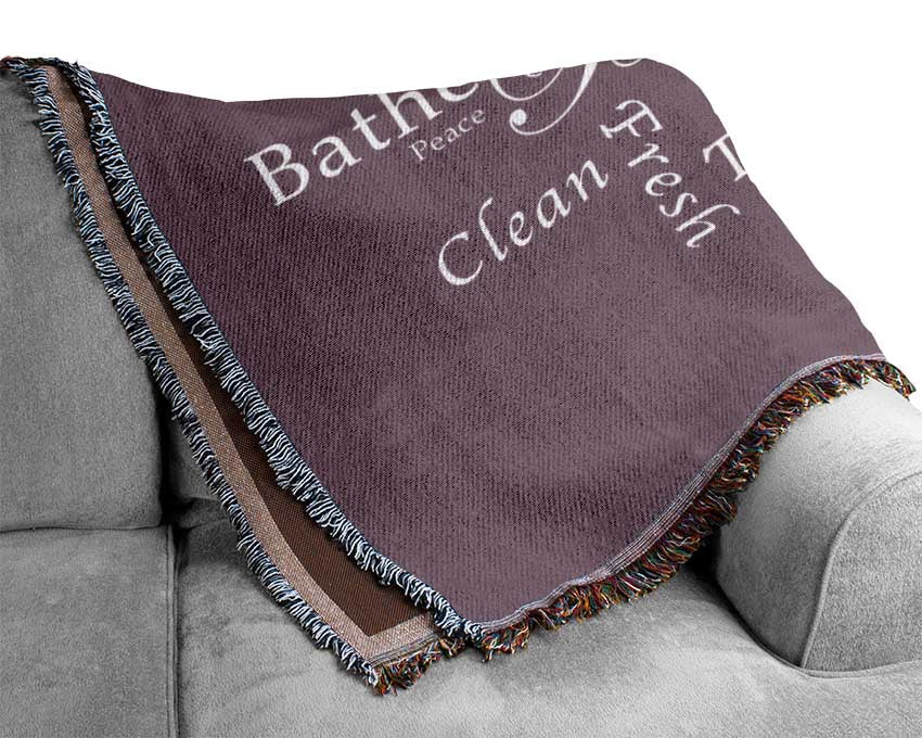 Bathroom Quote Bathroom Tranquility Dusty Pink Woven Blanket